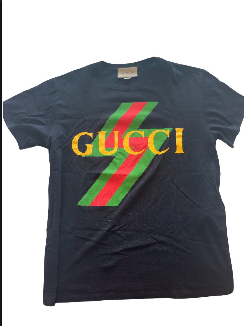 Gucci Logo Stripe T-Shirt – Black (Size M)